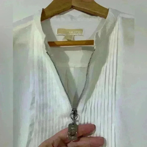 Michael Kors Longsleeve Zipper Tuxedo Shirt - Picture 3 of 7